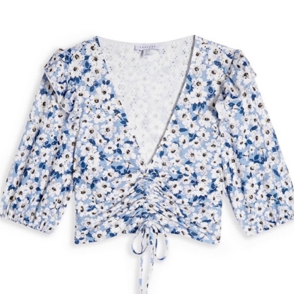 Topshop ruched floral crop top size 2